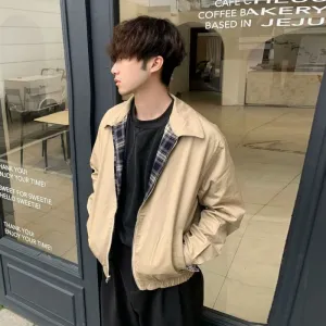Advbridge classy outfits men Short Wide Lapel Double-Sided Jacket Spring and Autumn Versatile Simple Solid Color Loose Men's Coat Top
