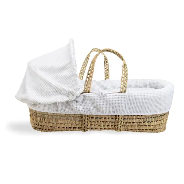 Clair-de-lune Waffle Palm Moses Basket White