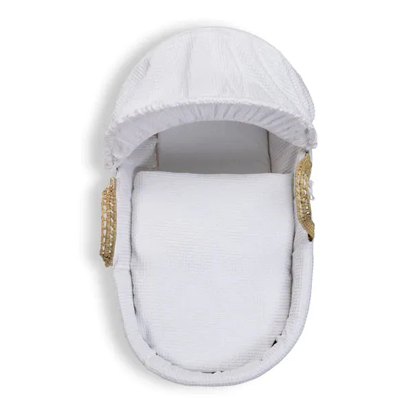 Clair-de-lune Waffle Palm Moses Basket White