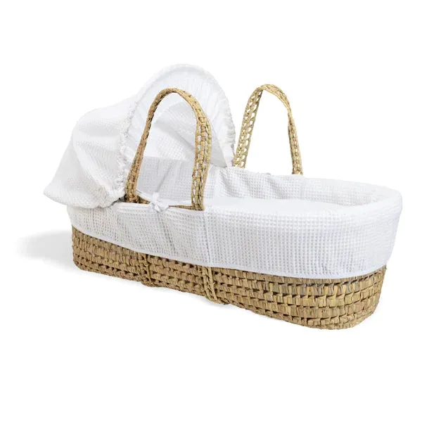 Clair-de-lune Waffle Palm Moses Basket White