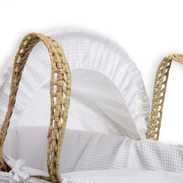 Clair-de-lune Waffle Palm Moses Basket White