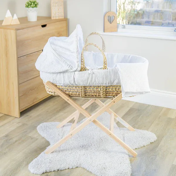 Clair-de-lune Waffle Palm Moses Basket White