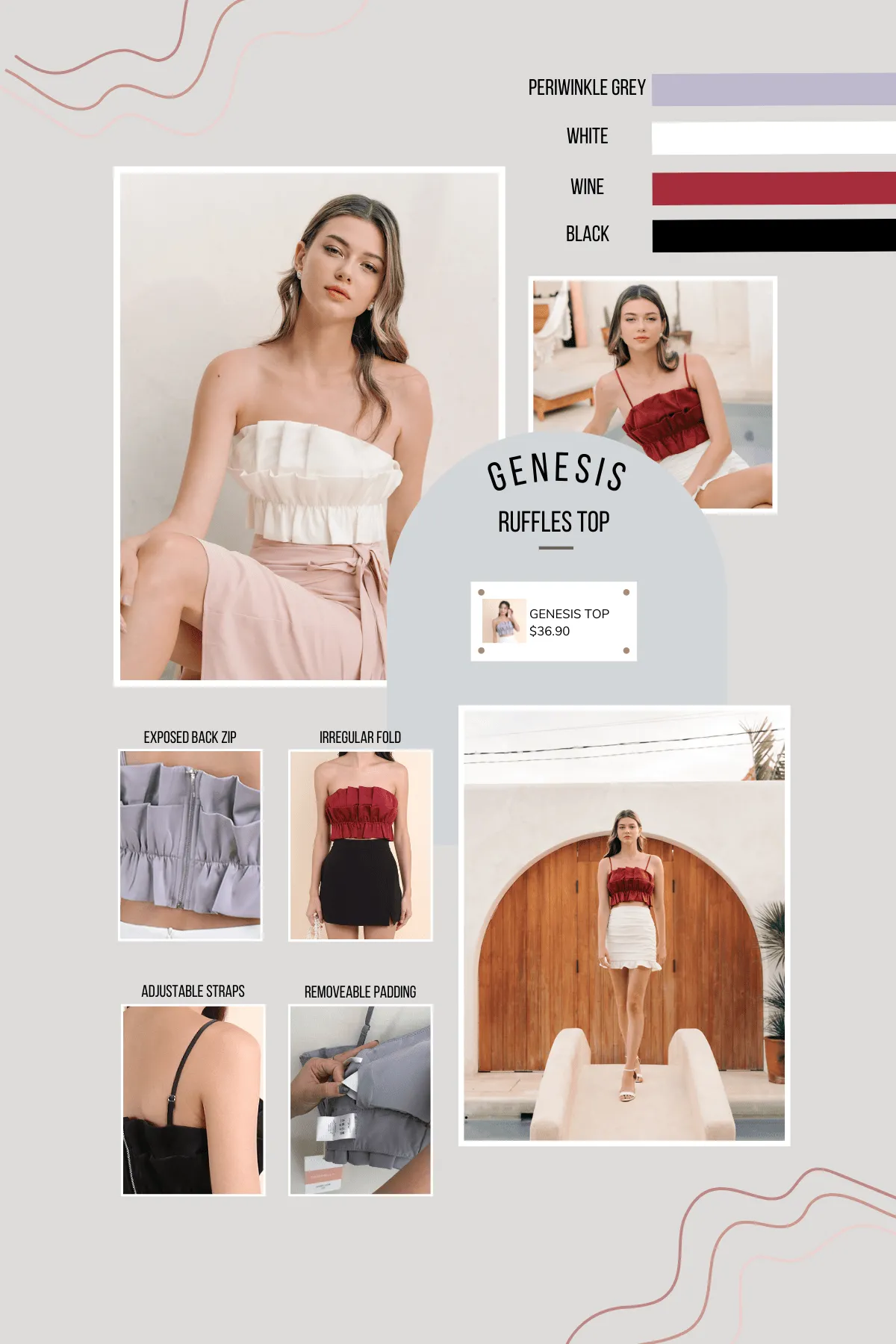GENESIS RUFFLES TOP IN WINE