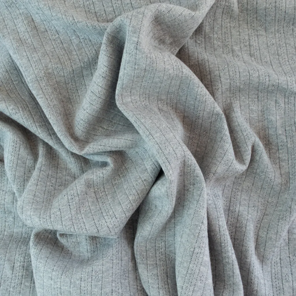 Heavy Pointelle Cotton Jersey - Light Grey Marle