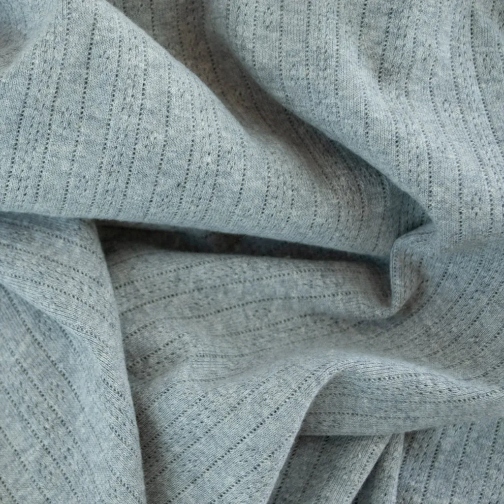 Heavy Pointelle Cotton Jersey - Light Grey Marle