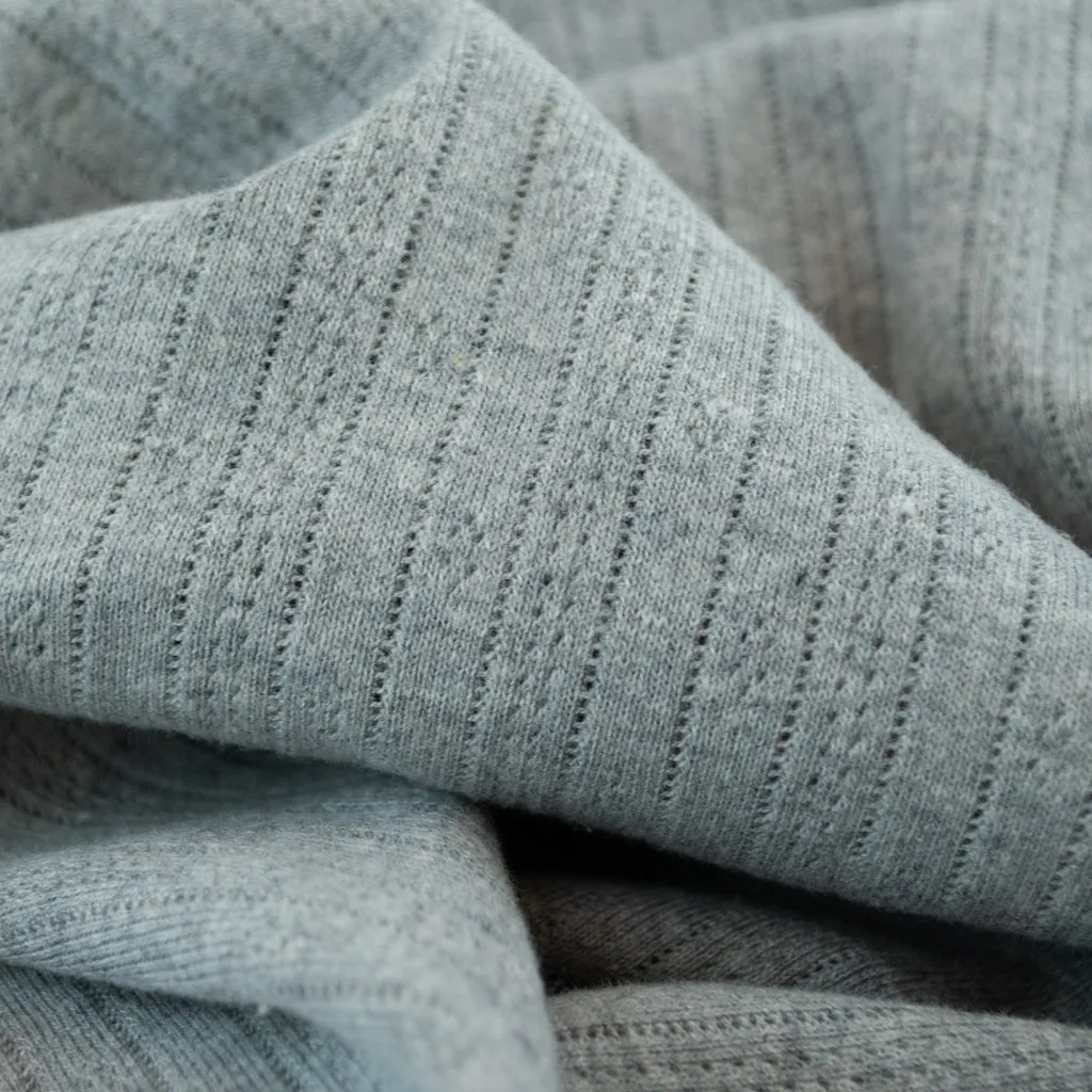 Heavy Pointelle Cotton Jersey - Light Grey Marle