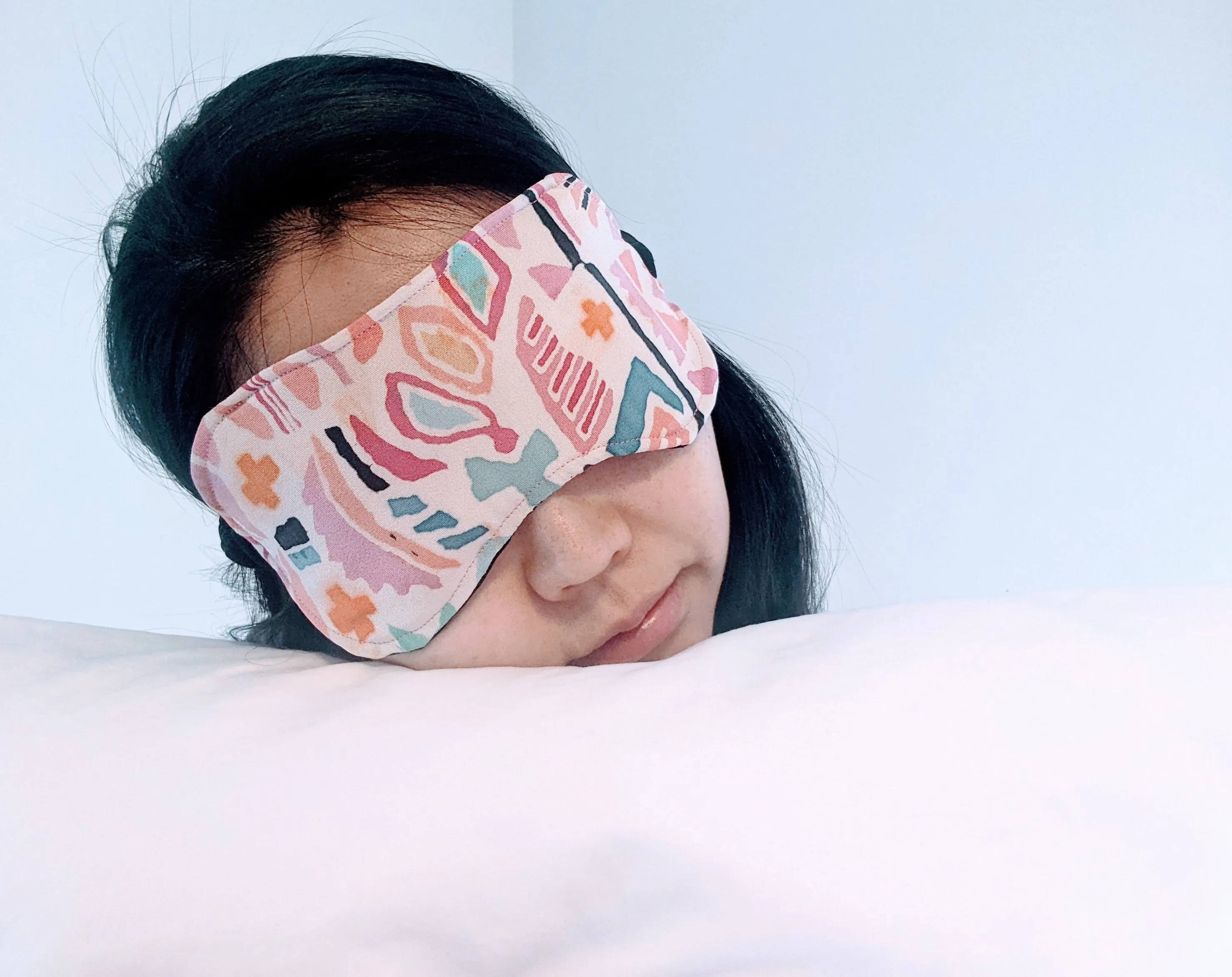 Silk Kimono Sleep Eye Mask - Pink Orange Bamboo
