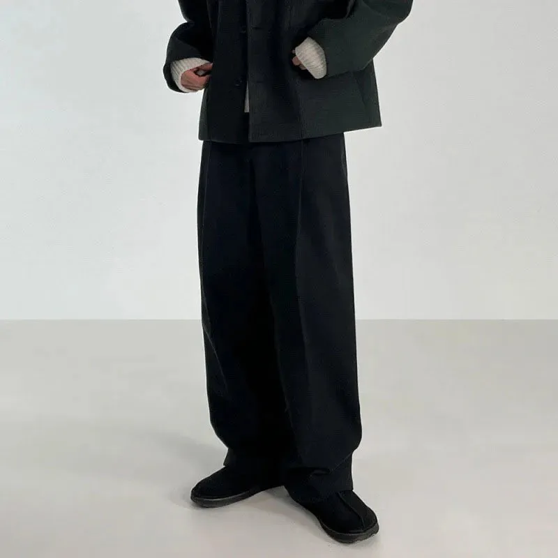 Straight Thickened Men's Suit Pants Wide Legs Slim Male Autumn Winter Clothing Korean Style Loose Wide Leg Trousers 9C2822