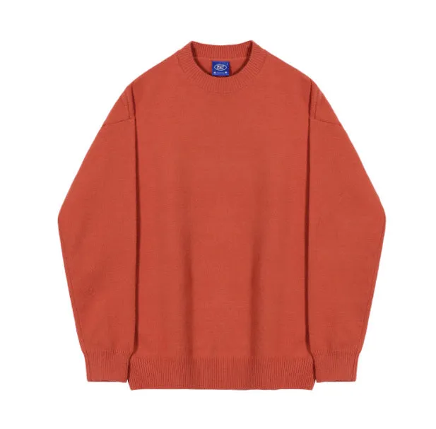 Toleet Autumn and Winter Street Style Sweater Men's Autumn and Winter Korean Style Loose Lazy Style Thickened Solid Color Pullover Knitted