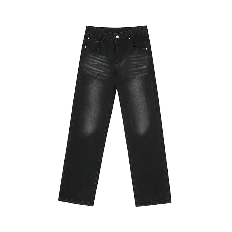 Toleet baggy Myq Vintage Washed Draping Thickened Jeans Men's Autumn and Winter New Korean Style Loose Wide Leg Straight Pants