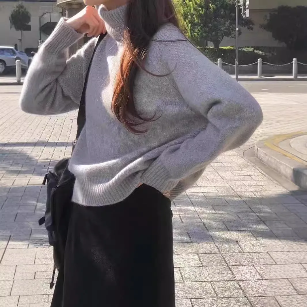 Toleet fall outfits women Autumn and Winter Western Style High Lapel Soft Glutinous Wool Sweater Women's Loose Thickened Bottoming Cashmere Sweater