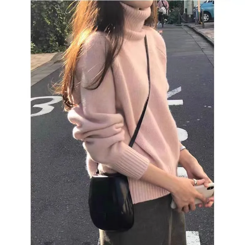 Toleet fall outfits women Autumn and Winter Western Style High Lapel Soft Glutinous Wool Sweater Women's Loose Thickened Bottoming Cashmere Sweater