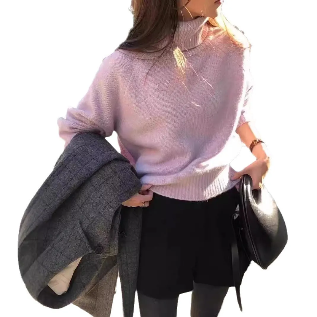 Toleet fall outfits women Autumn and Winter Western Style High Lapel Soft Glutinous Wool Sweater Women's Loose Thickened Bottoming Cashmere Sweater