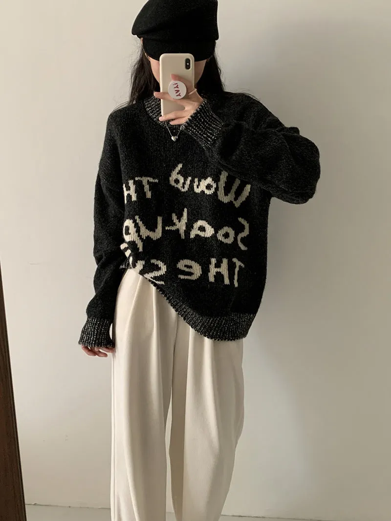 Toleet Women's 2024 christmas Snowflake Sweater Retro Loose round Neck Autumn and Winter