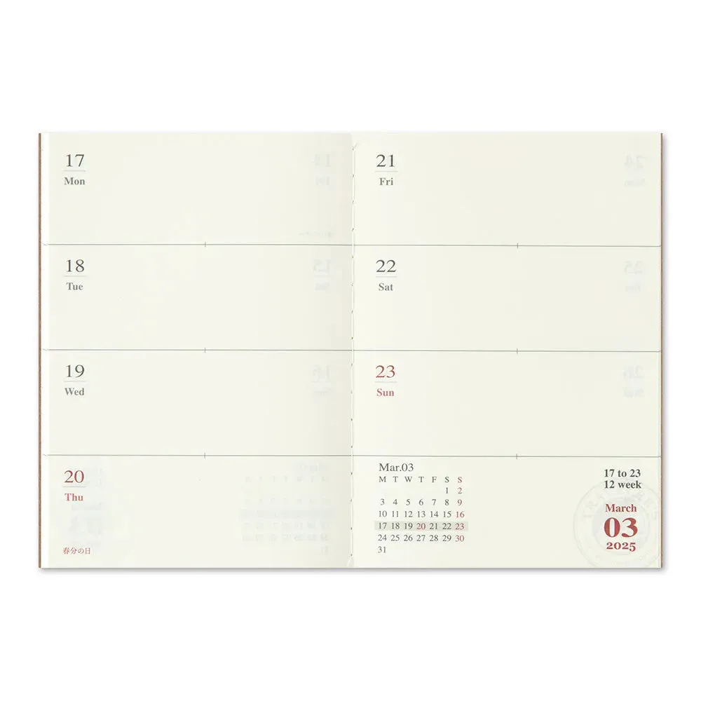Traveler's Company 2025 - Weekly Diary Refill (Passport) - Second Half