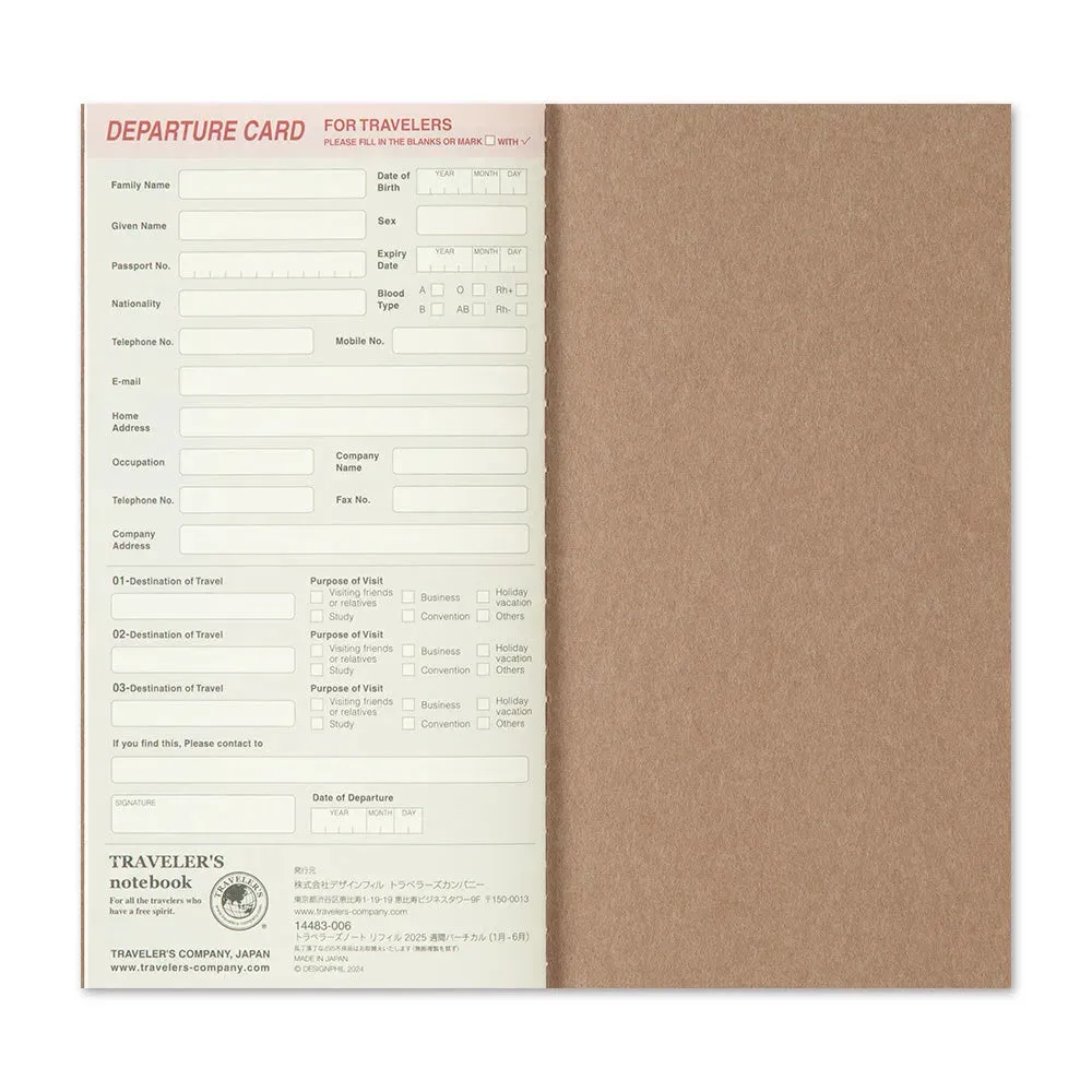 Traveler's Company 2025 - Weekly Vertical Refill (Regular) - Second half