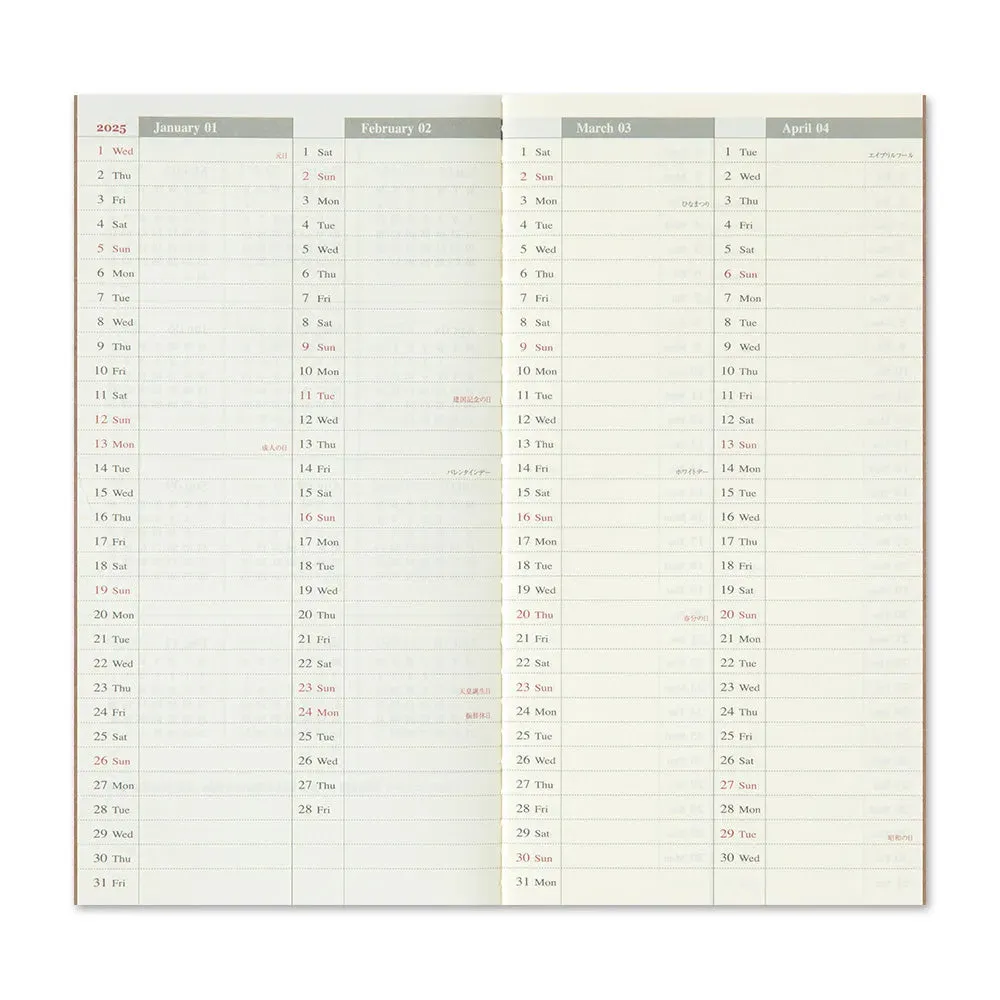 Traveler's Company 2025 - Weekly Vertical Refill (Regular) - Second half
