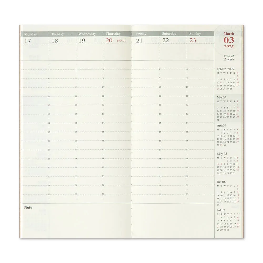 Traveler's Company 2025 - Weekly Vertical Refill (Regular) - Second half