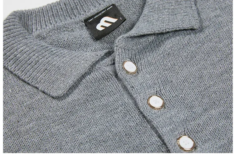 Wiaofellas  -  Style Korean Autumn Winter Fashion Simple Solid Color Knitting Pullovers Men's New Loose Lapel Thickened Sweater Tide